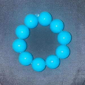 Bright Blue Beaded Bracelet | Chunky Elastic Statement Jewelry Stackable Beads
